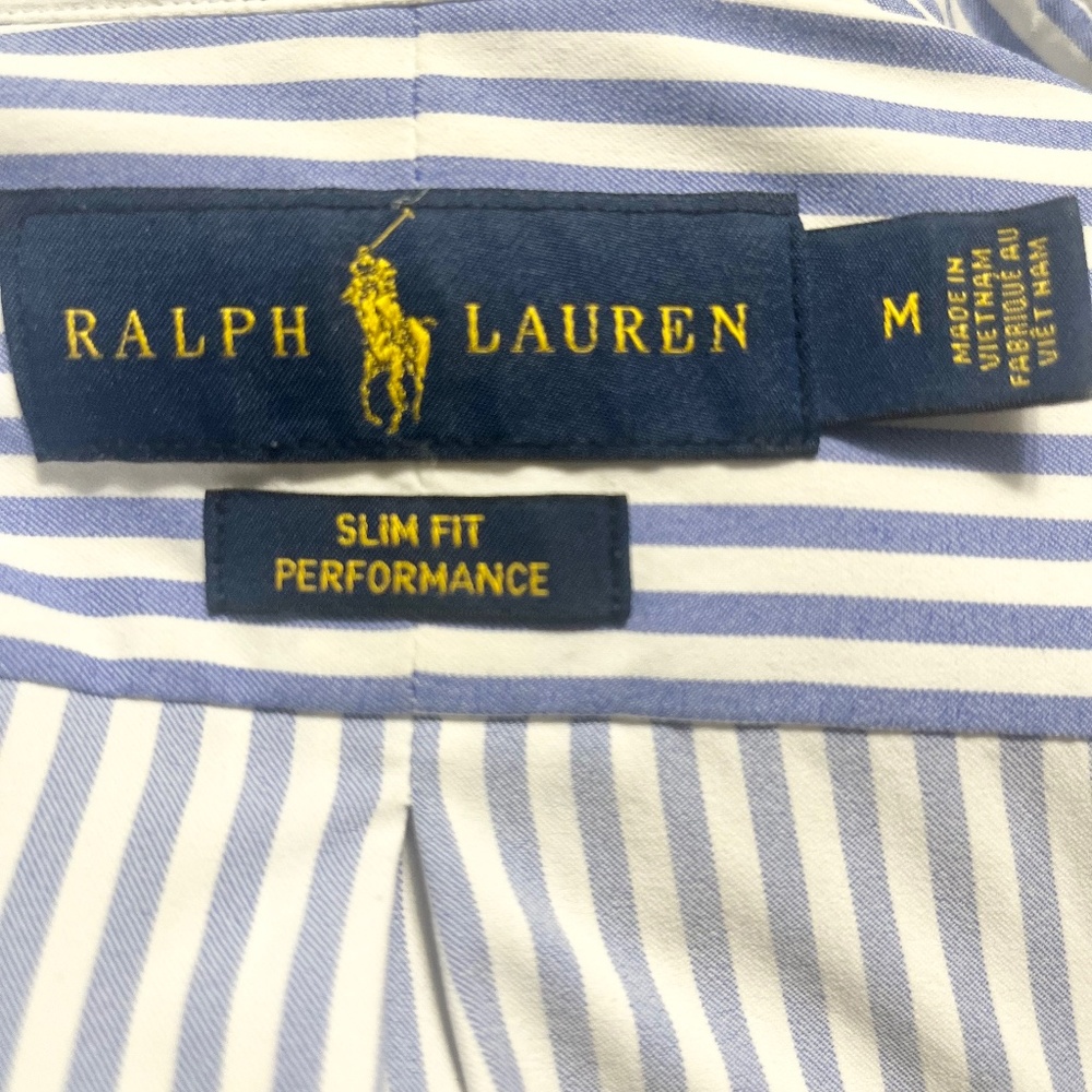 Ralph Lauren Slim Fit Performance Button Down | Size:Medium | Color: Pale Blue - Picture 5 of 9